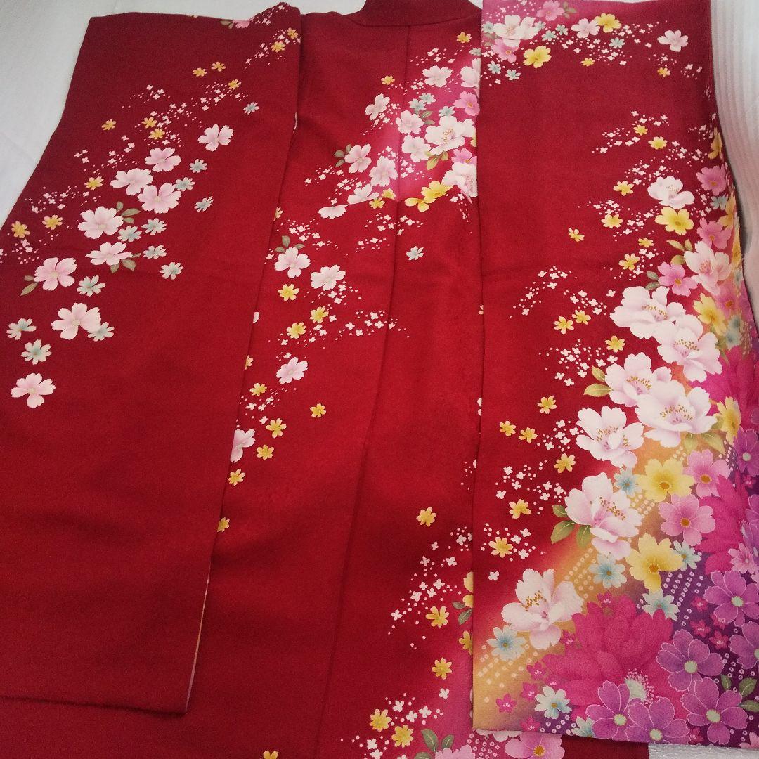 みみ 赤ピンク正絹振袖6点セット袋帯帯締め帯揚げ半襟重ね襟成人式卒業式等