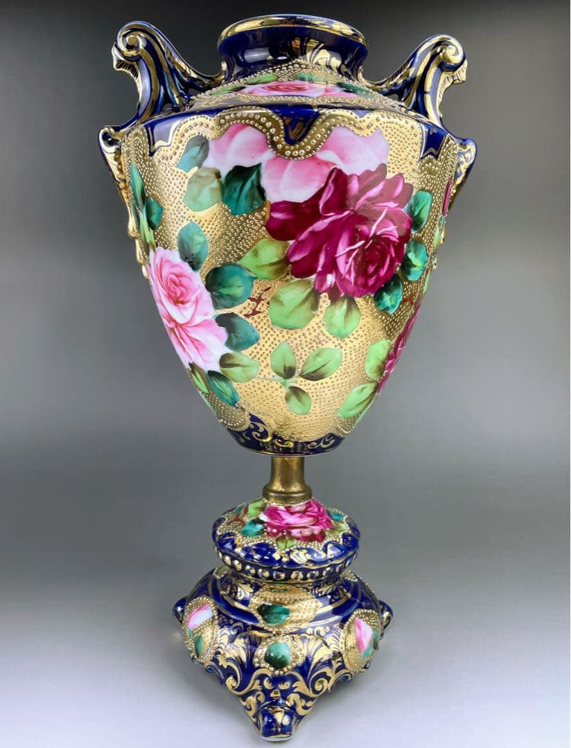 【専用】オールドニッポン ３１㎝ アールヌーボー 薔薇紋花瓶 フラワーベース