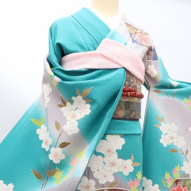 専用Y2882◇正絹 手縫い仕立て 桜 成人式 振袖 着物