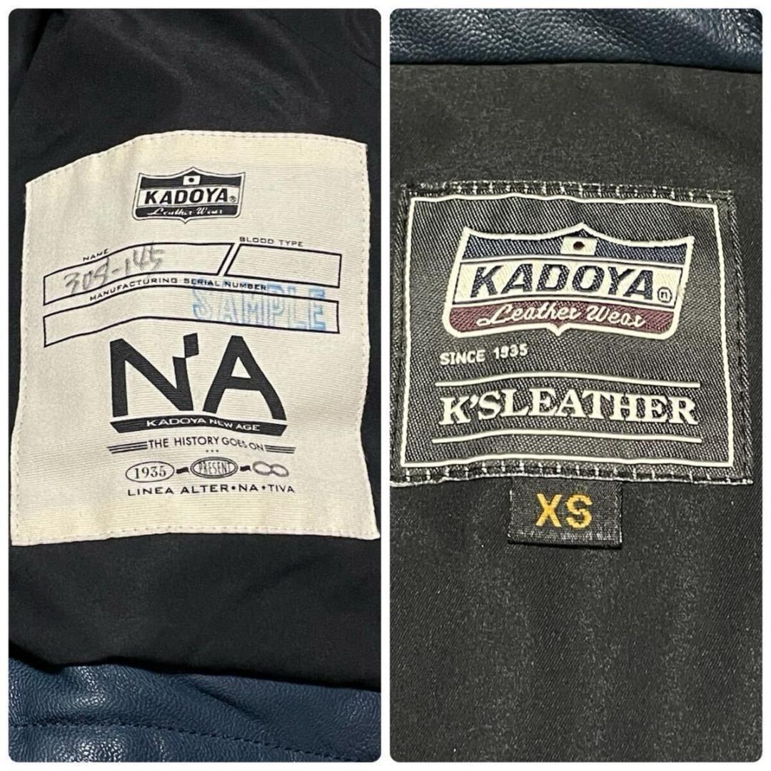 極美品●KADOYA カドヤ レザージャケット フード 山羊革 ネイビー レザー
