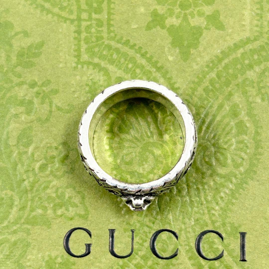 美品✨　グッチ　GUCCI リング　キャット　インターロッキング　シルバー　燻