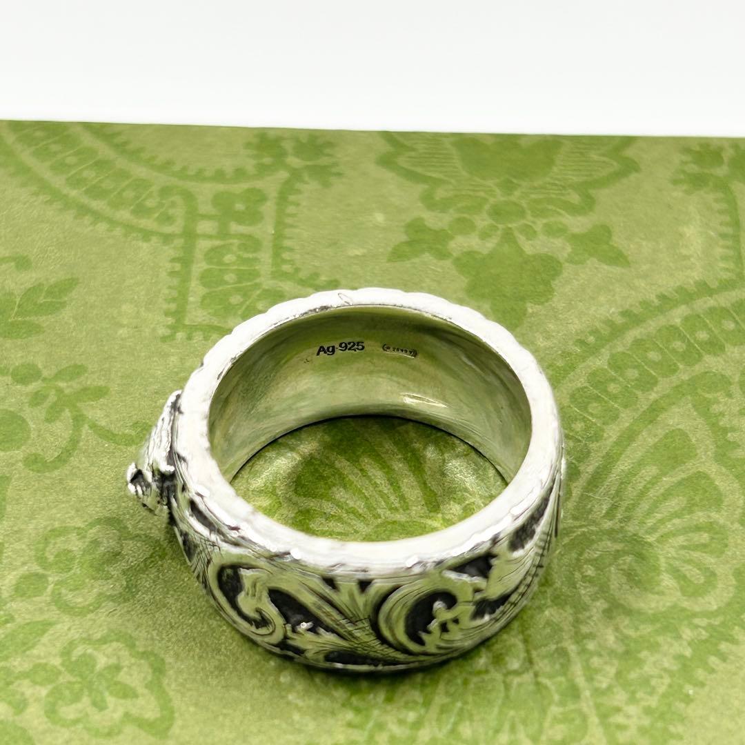 美品✨　グッチ　GUCCI リング　キャット　インターロッキング　シルバー　燻