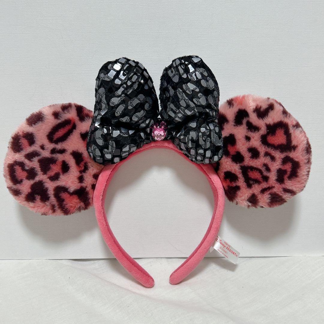 希少　ディズニー　ミニー　ヒョウ柄　レオパード　カチューシャ　ピンク　セット