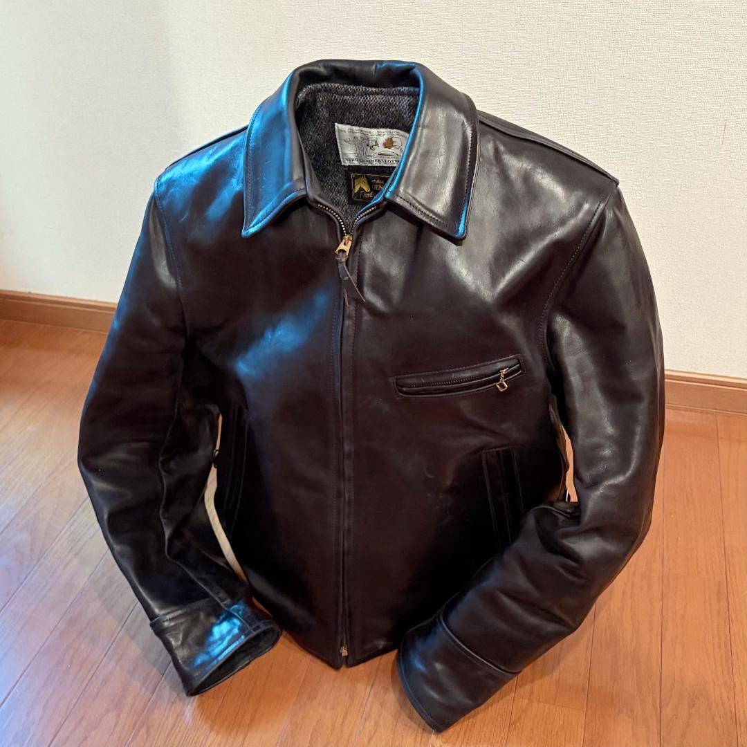 【美品／J.Lサイン入】エアロレザー ハーフベルト 38 自立 ホースハイド