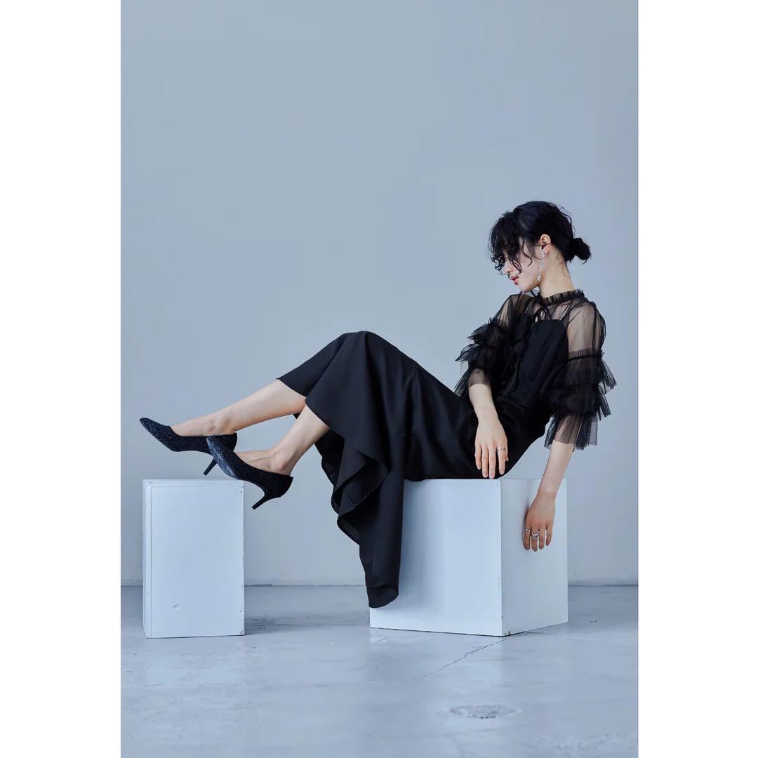 niana リボンチュールボレロセットドレス S 低身長 結婚式