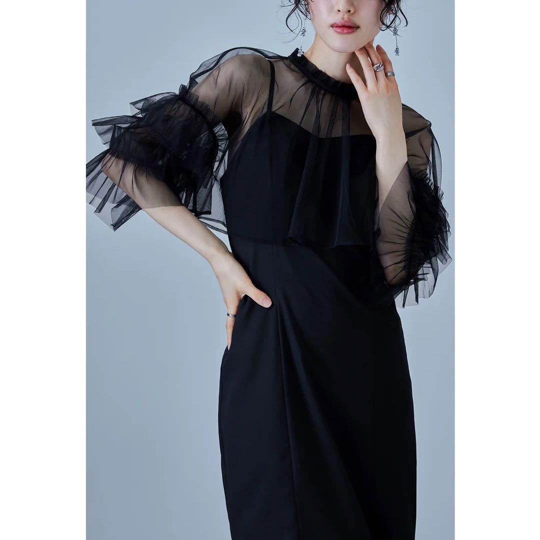 niana リボンチュールボレロセットドレス S 低身長 結婚式