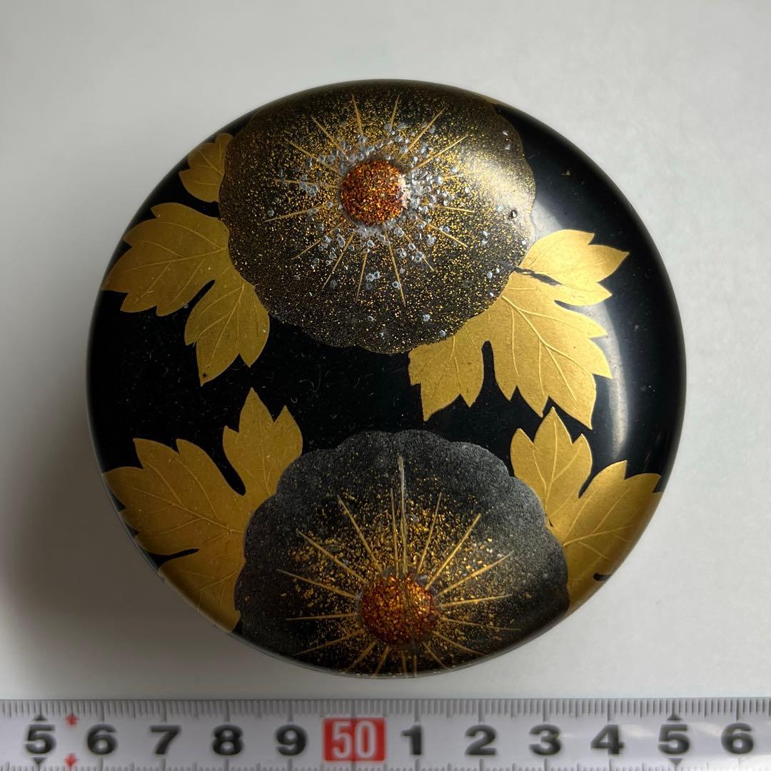 時代 菊紋様 平棗 共箱 高さ5cm 東キ7-1122☆2F