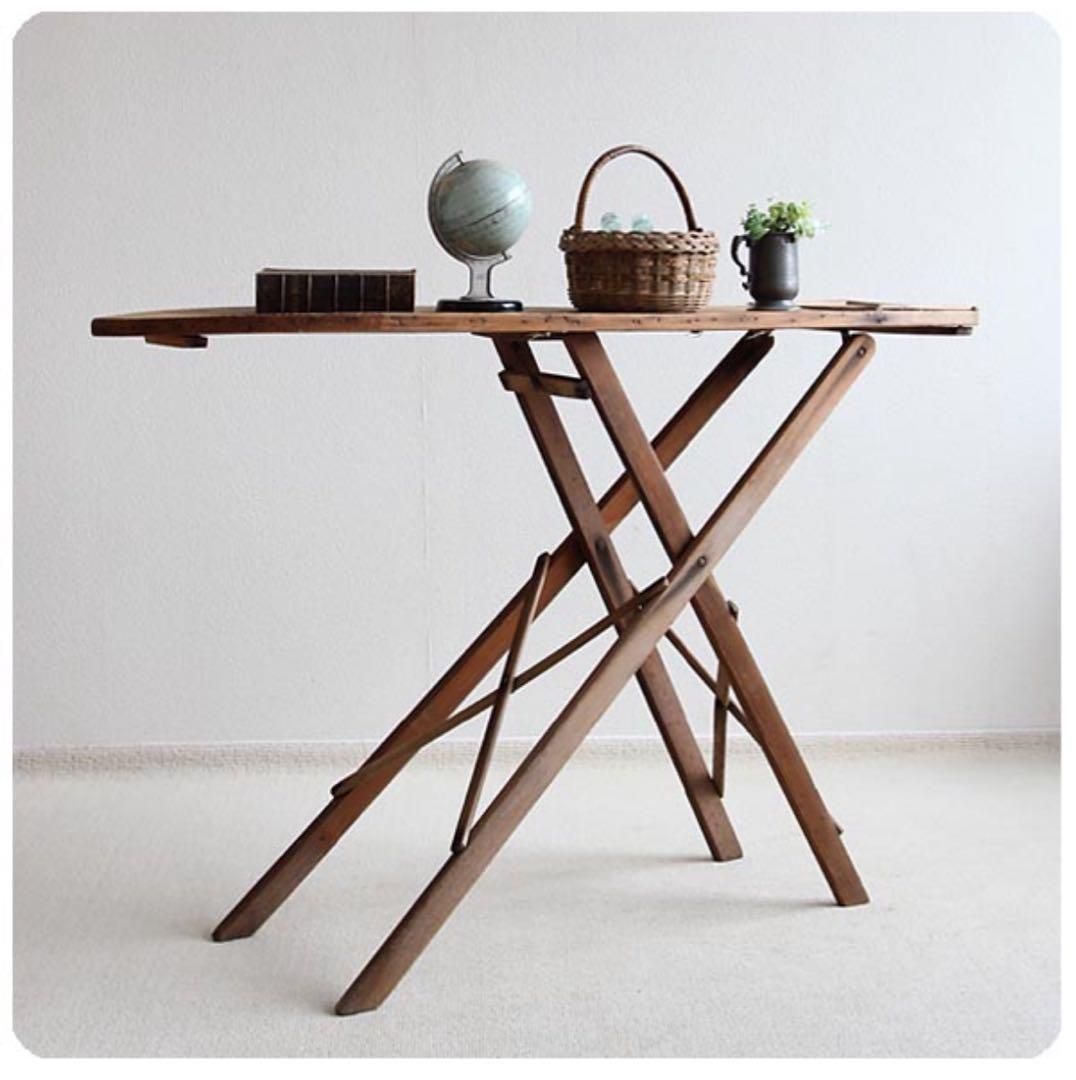 イギリス アンティーク アイロン台 折りたたみ式 作業台 オールドパイン