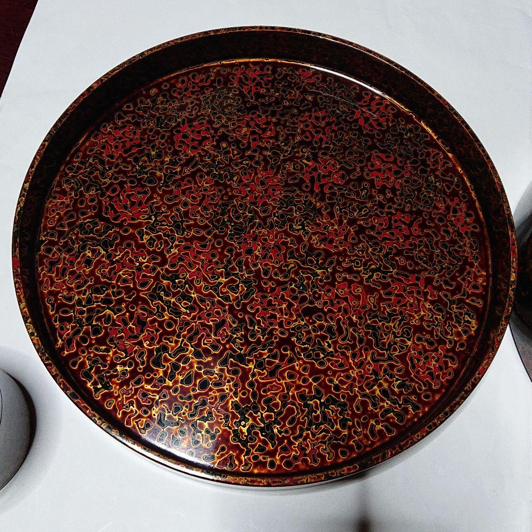 津軽塗唐塗茶櫃と茶筒未使用品