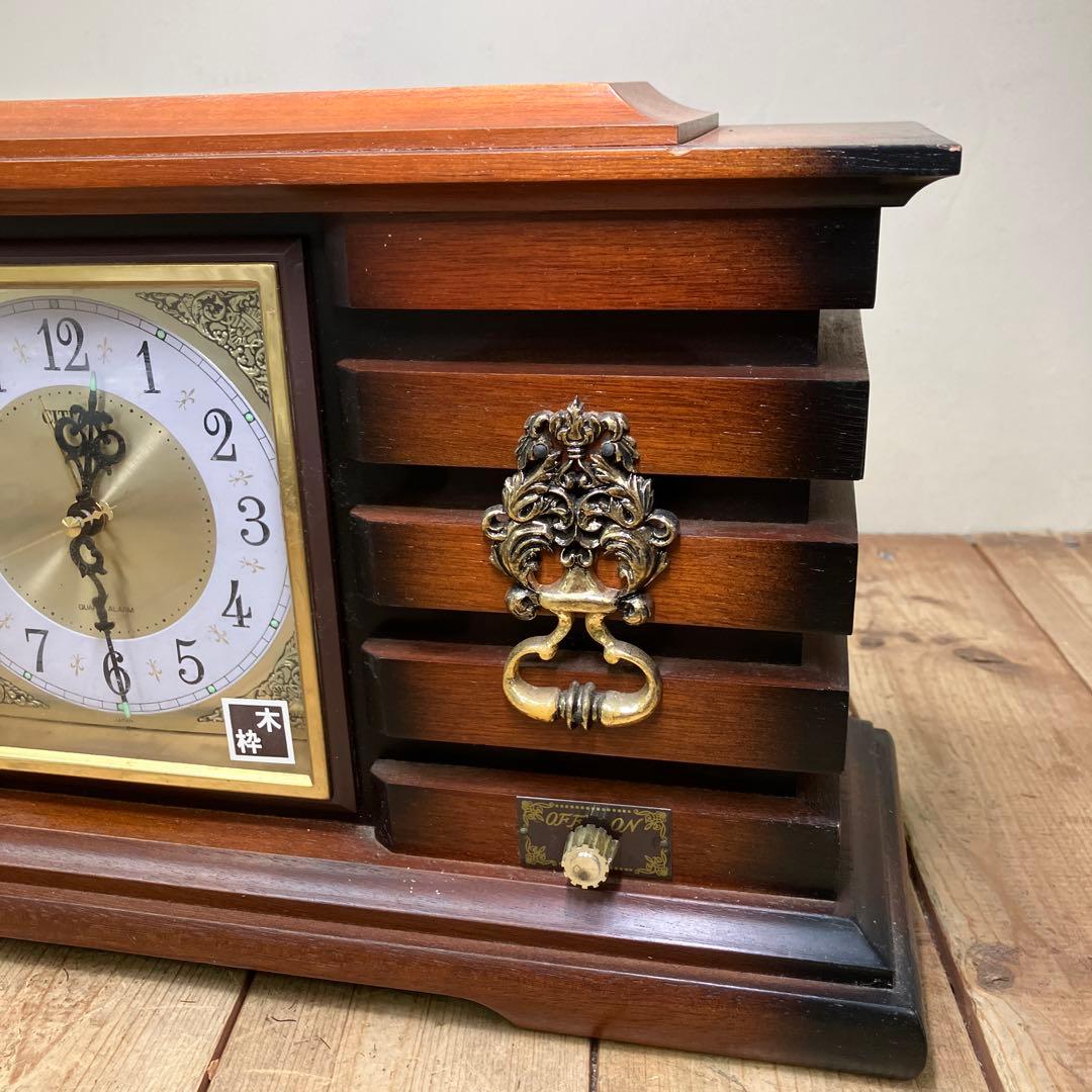 E-3 昭和レトロ シチズン 木枠 木製 置時計 目覚まし時計 置型 時計