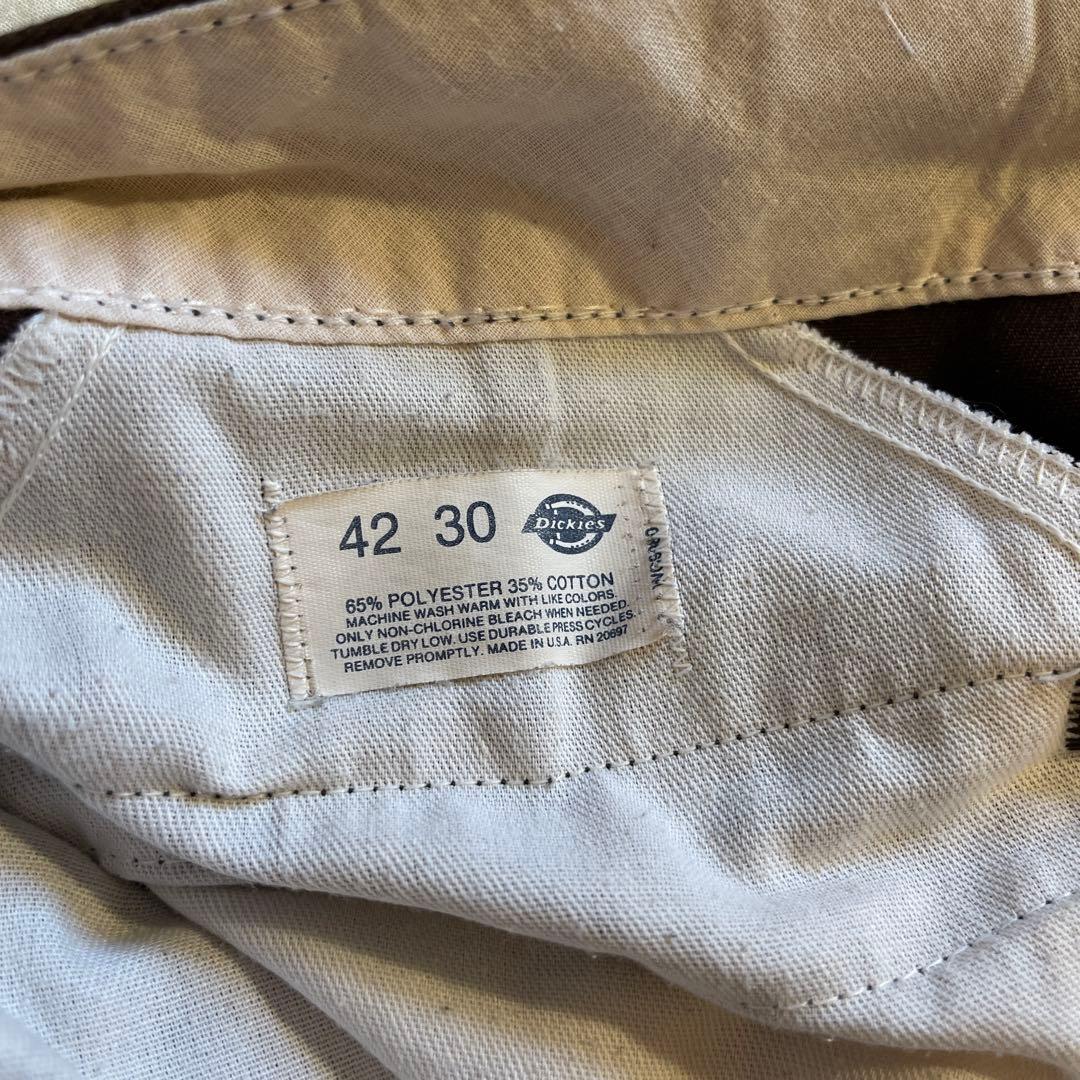 80s90sDickies USA 製ブラウン チビタグ 874 w42 l30