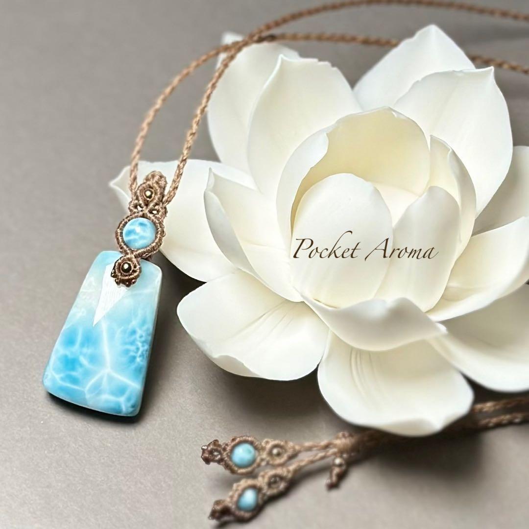 『精玲』高品質ラリマーのマクラメペンダントネックレス