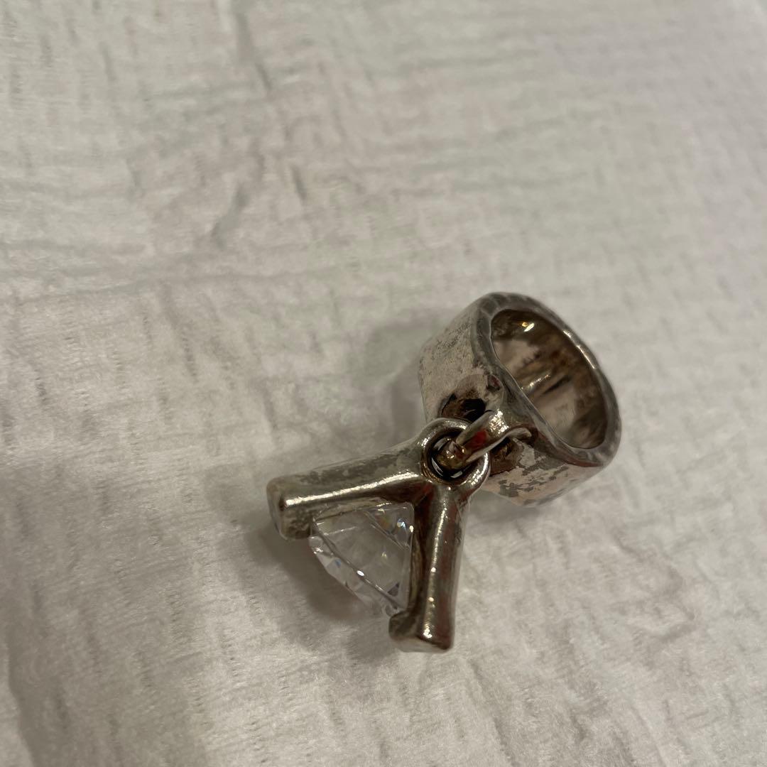 希少！e.m 11号くらい　ジルコニア大 シルバーリング