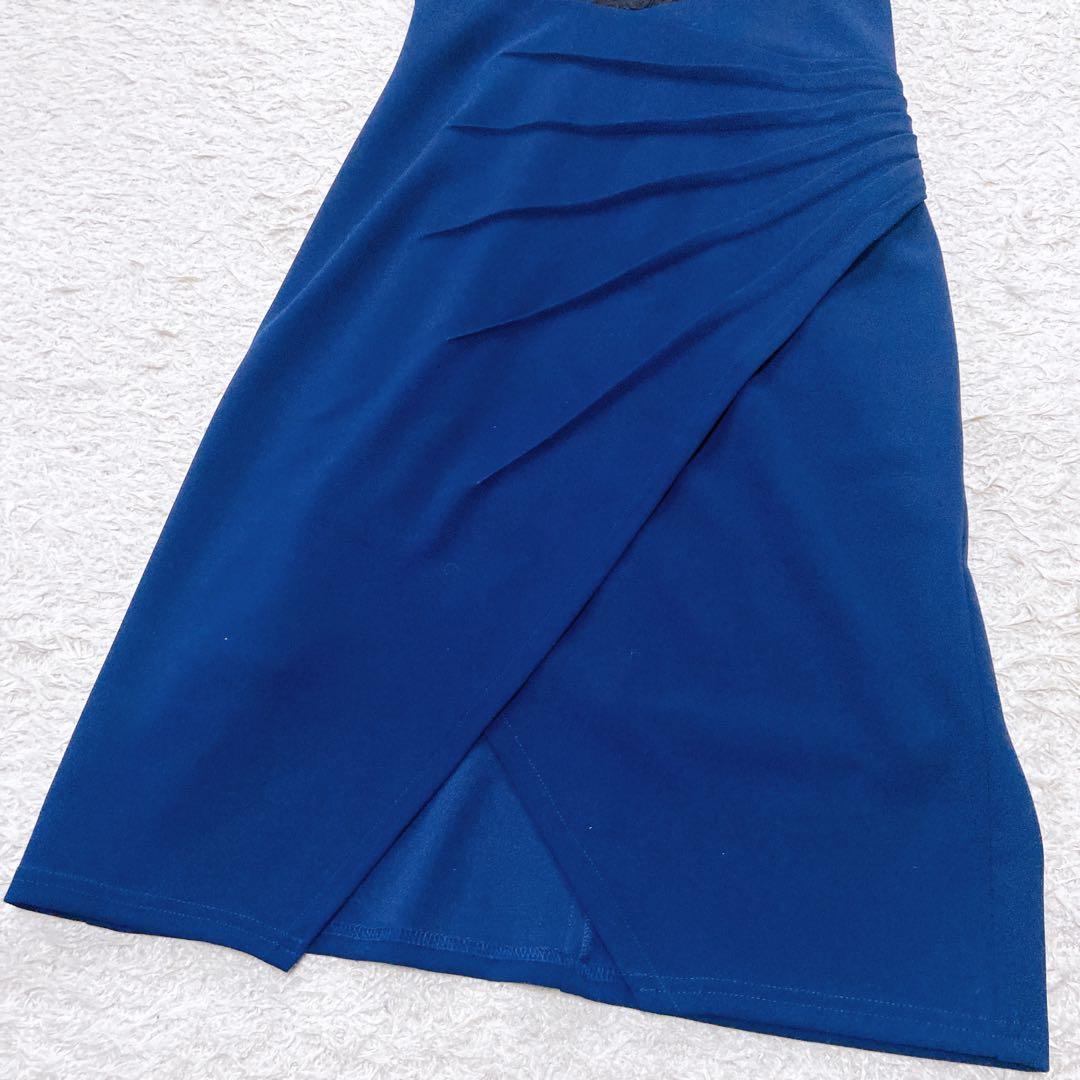 美品　タダシショージ　レース切替Ｖネック　キャップスリーブドレス　近年モデル　S