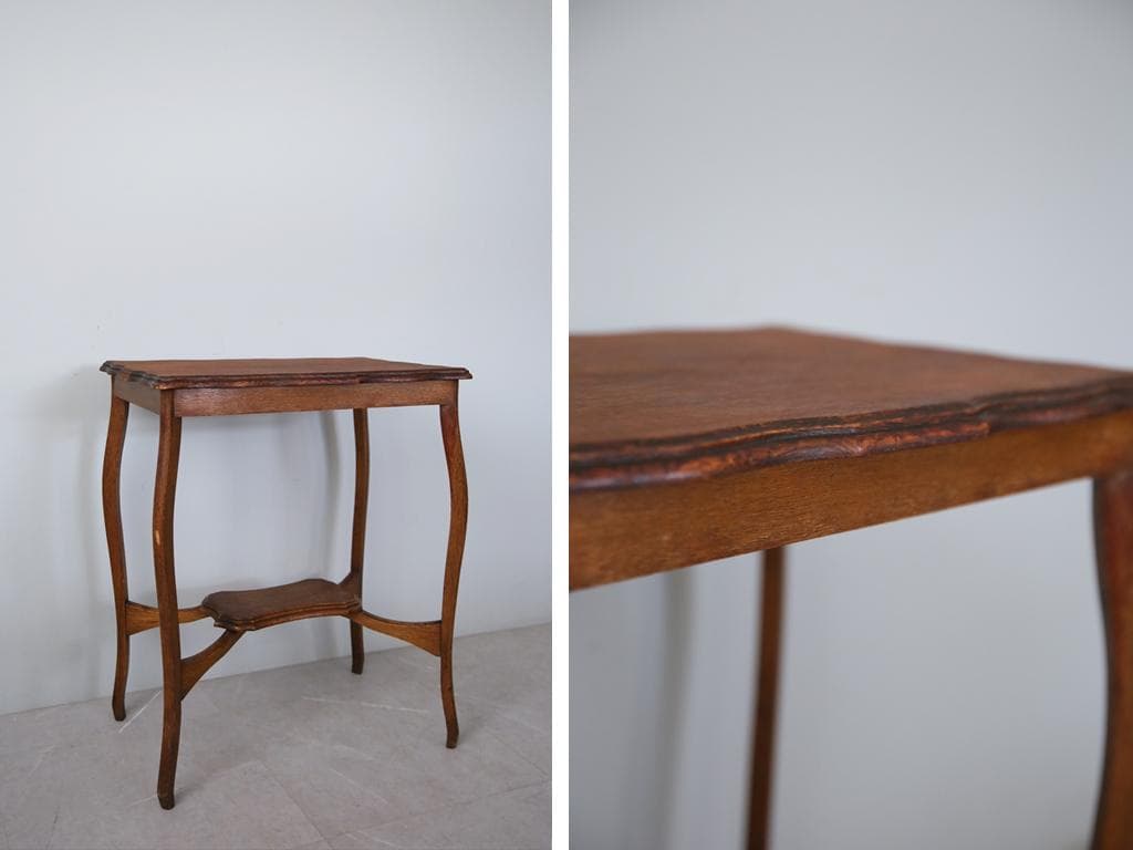 英国アンティーク木製サイドテーブル/オケージョナル机/飾り棚/花台(89-134