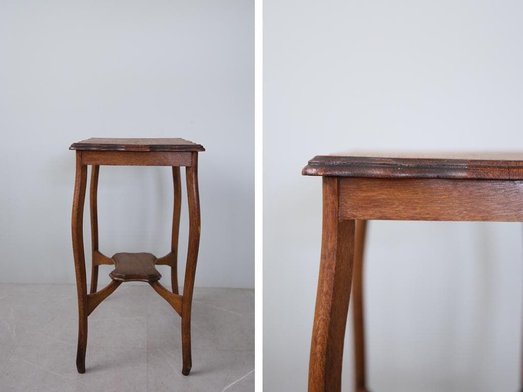 英国アンティーク木製サイドテーブル/オケージョナル机/飾り棚/花台(89-134