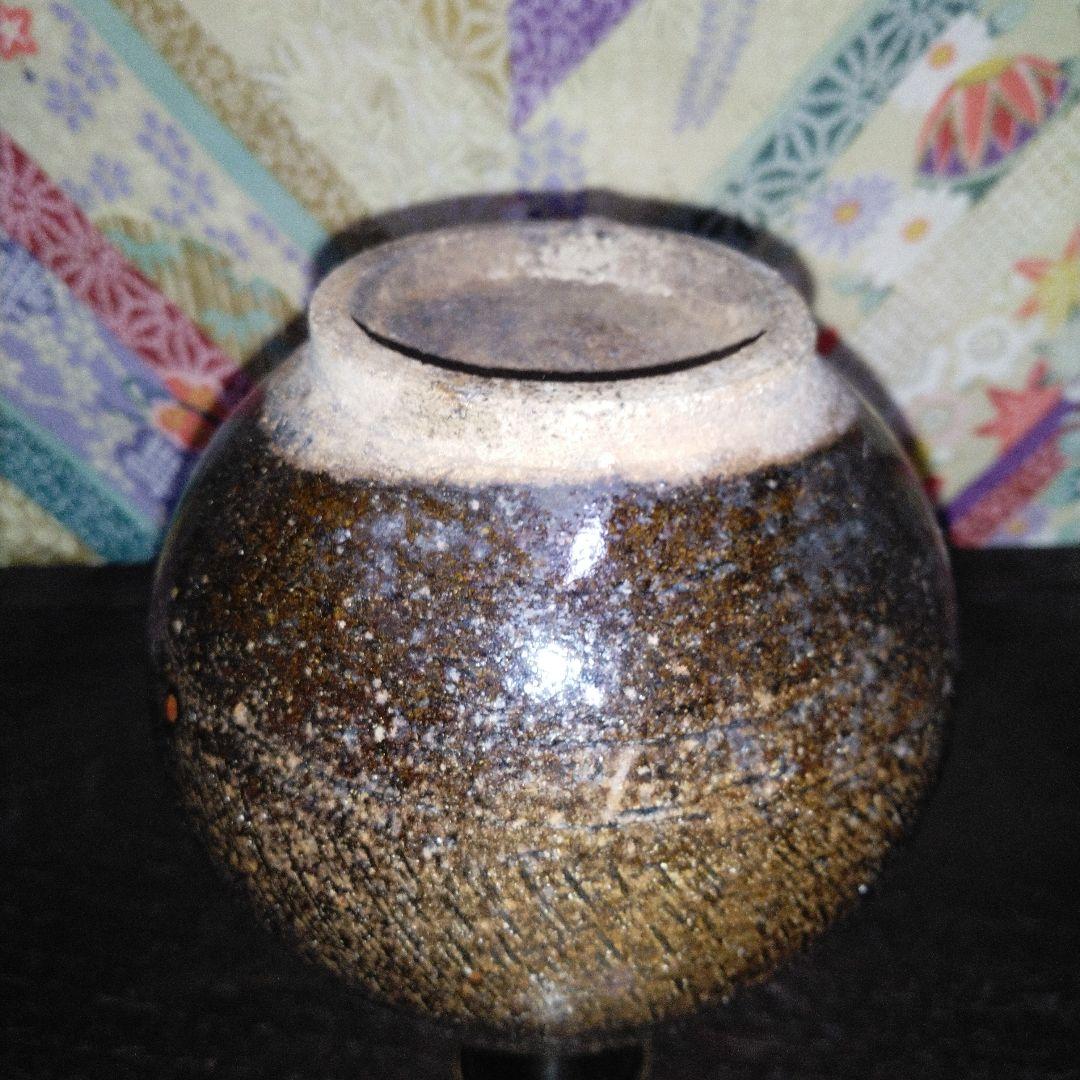 NO384 古相馬焼　上野目焼き　鉄釉徳利　時代物