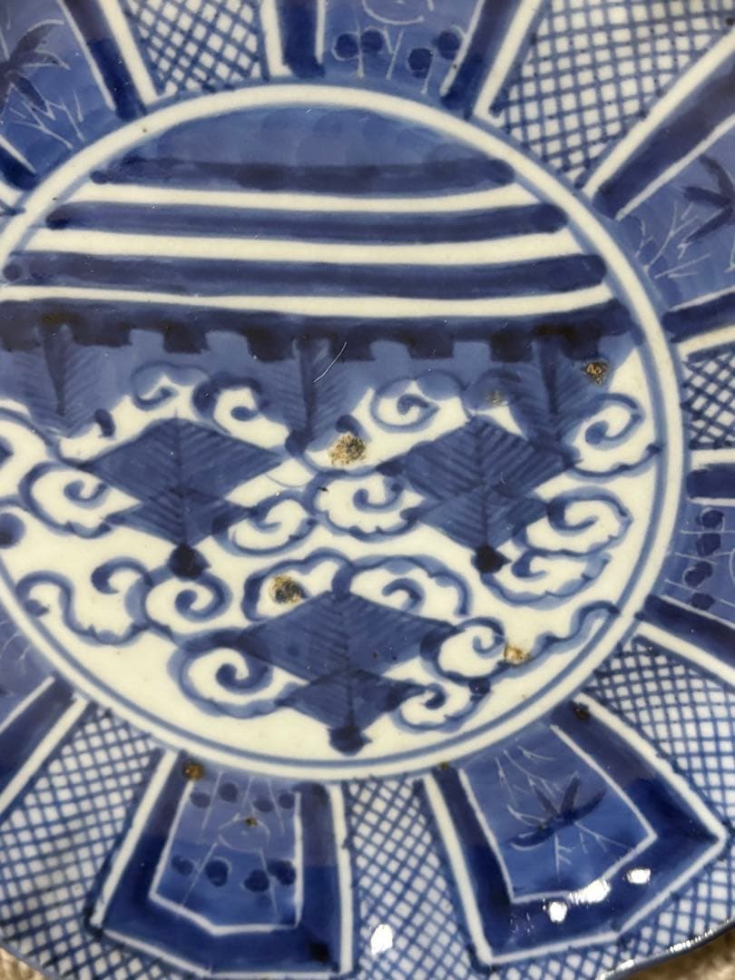 古伊万里染付芙蓉手膾皿 江戸時代 藍色 意匠 陶器 13枚 時代物 希少品