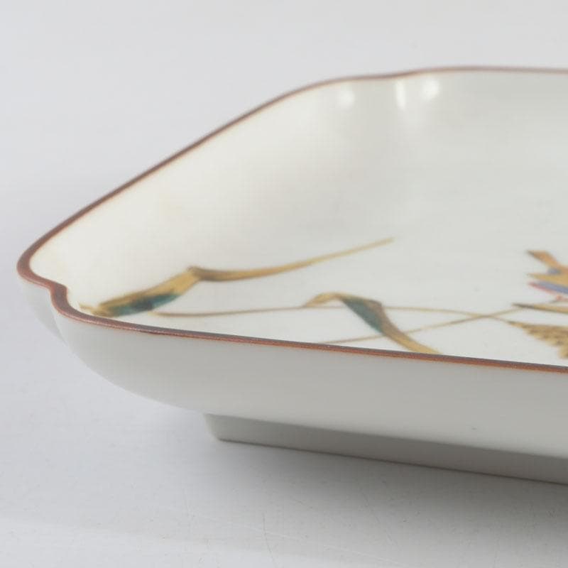 和食器　九谷焼　竹村正一作　色絵　稲穂に雀図　皿揃　五客　共箱　V　9457