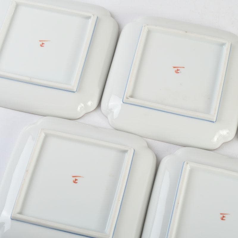 和食器　九谷焼　竹村正一作　色絵　稲穂に雀図　皿揃　五客　共箱　V　9457