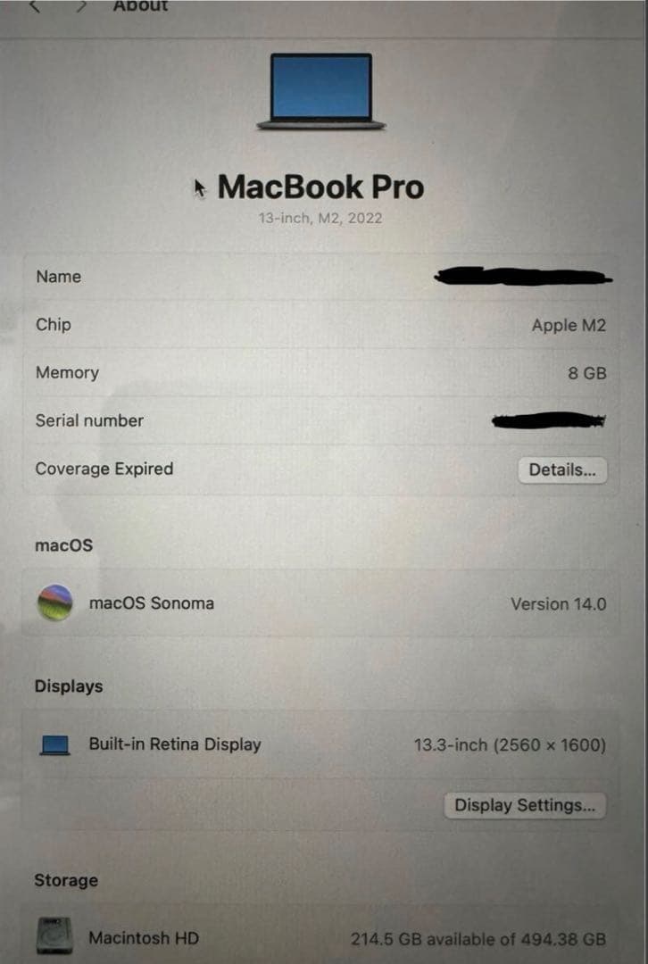 ☆超美品☆　MacBook Pro M2 13インチ　希少USキーボード