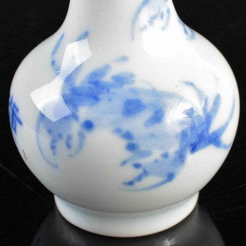 茶道具　三浦篤造　青華　坂田習軒画　蟹文　箸瓶　共布共箱　V　R5568