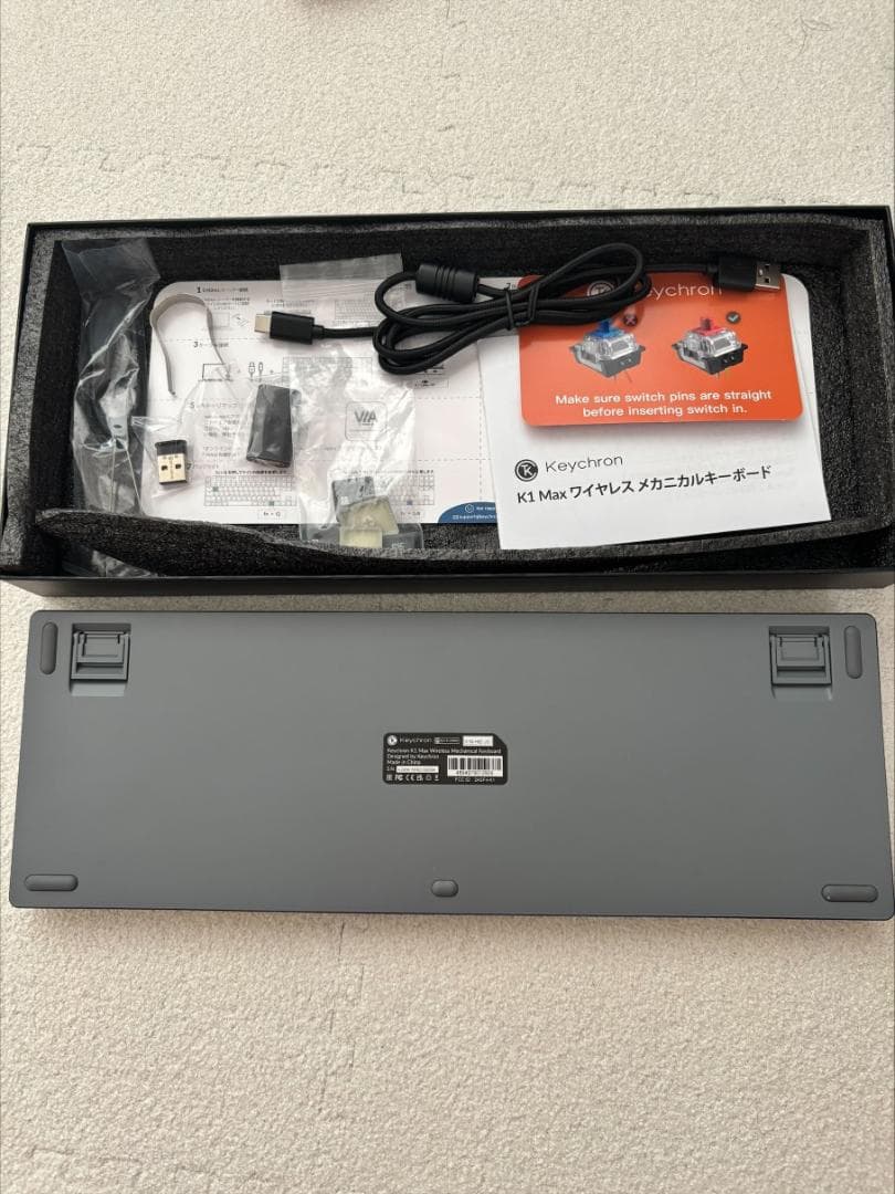 Keychron K1 Max（ロープロファイル、静音赤軸）