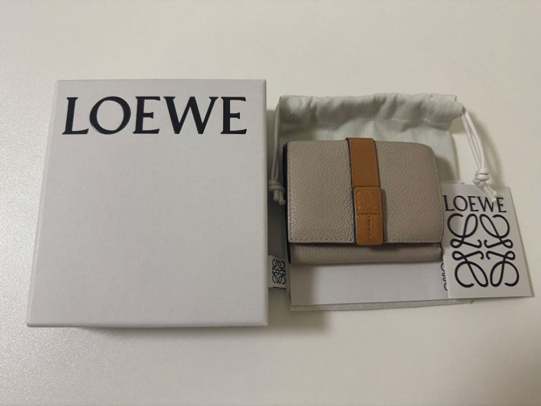 LOEWE 三つ折り財布 ベージュ/オレンジ