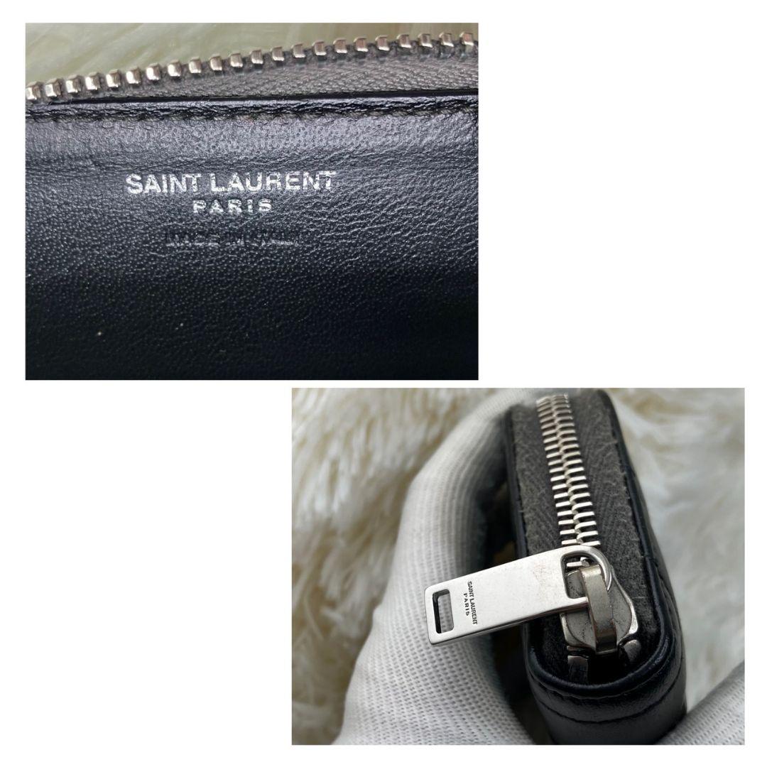 サンローラン ケース ラウンドジップ カサンドラ YSLロゴ キルティング