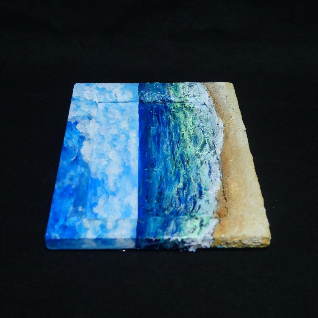 油絵 油彩 油彩画 絵 絵画 【海の砂浜】ミニ絵画