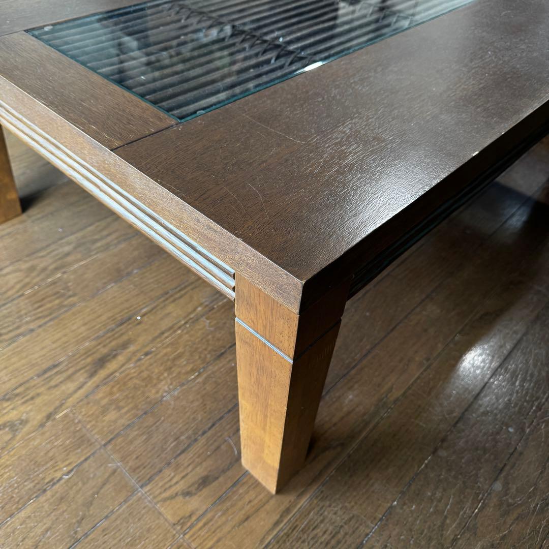 【ゆうちゃん】木製ガラストップ アジアンテイスト こたつテーブル