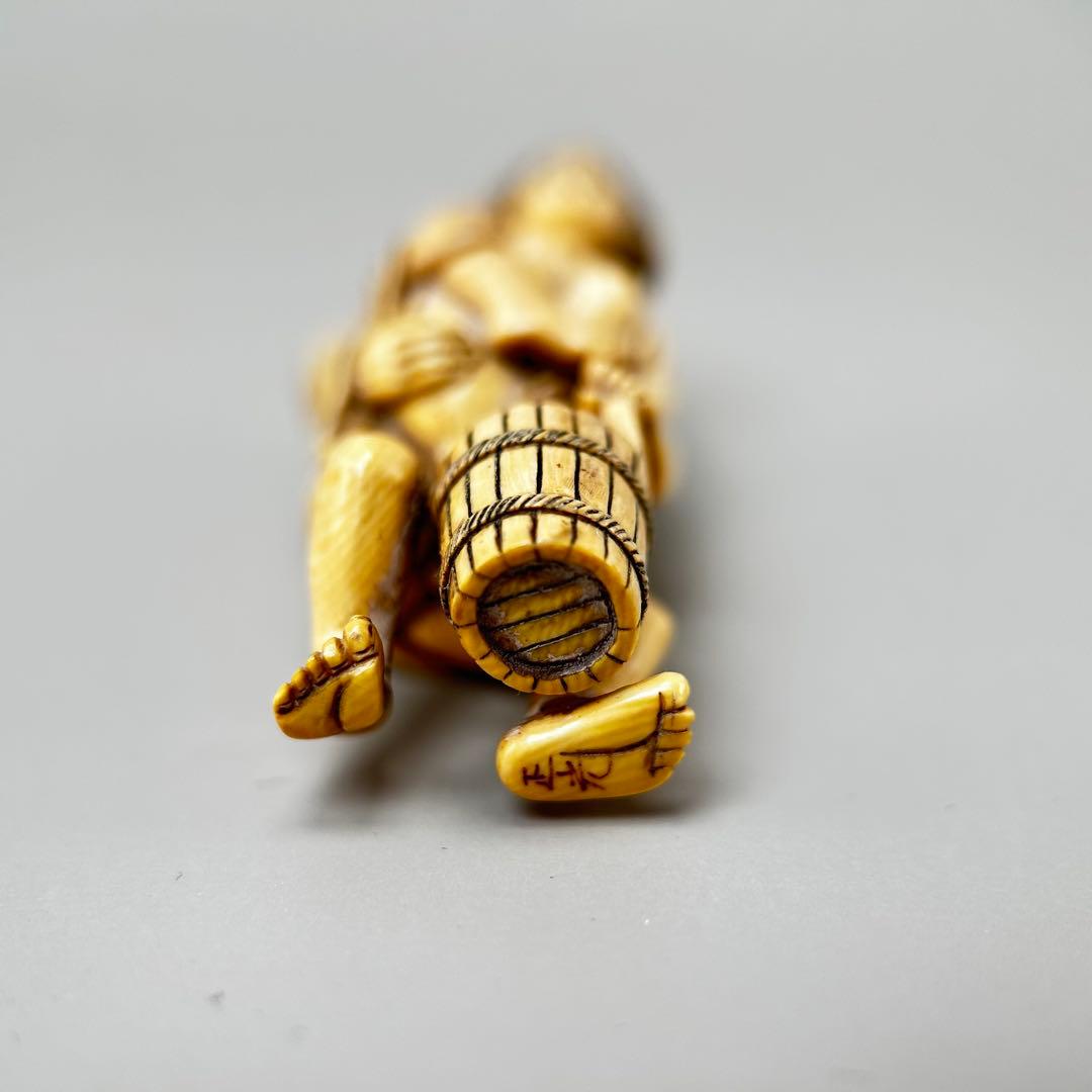 浮世絵二人の人物像 彫刻極上根付天然素材アンティーク骨董飾り物古美術置物細密細工