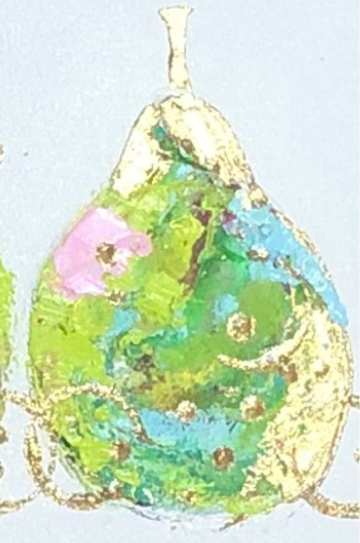 【クローゼット】油絵　原画　一点物　北欧　フルーツ　洋梨　SM 金魚　M8