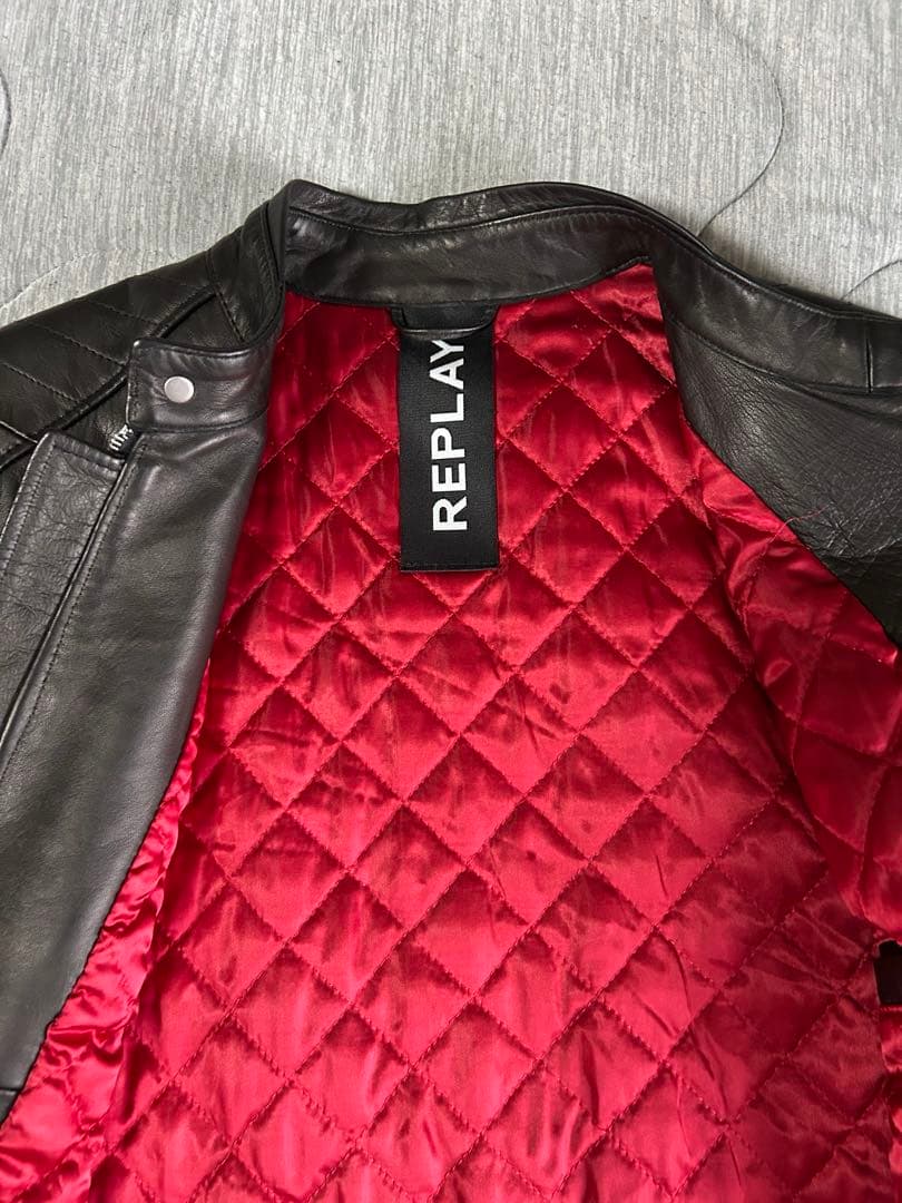 REPLAY レザージャケット シングルライダース 黒　お値下げ‼️
