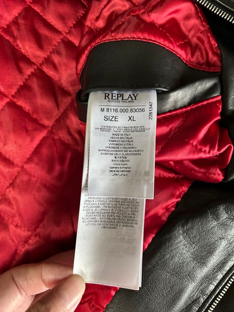 REPLAY レザージャケット シングルライダース 黒　お値下げ‼️