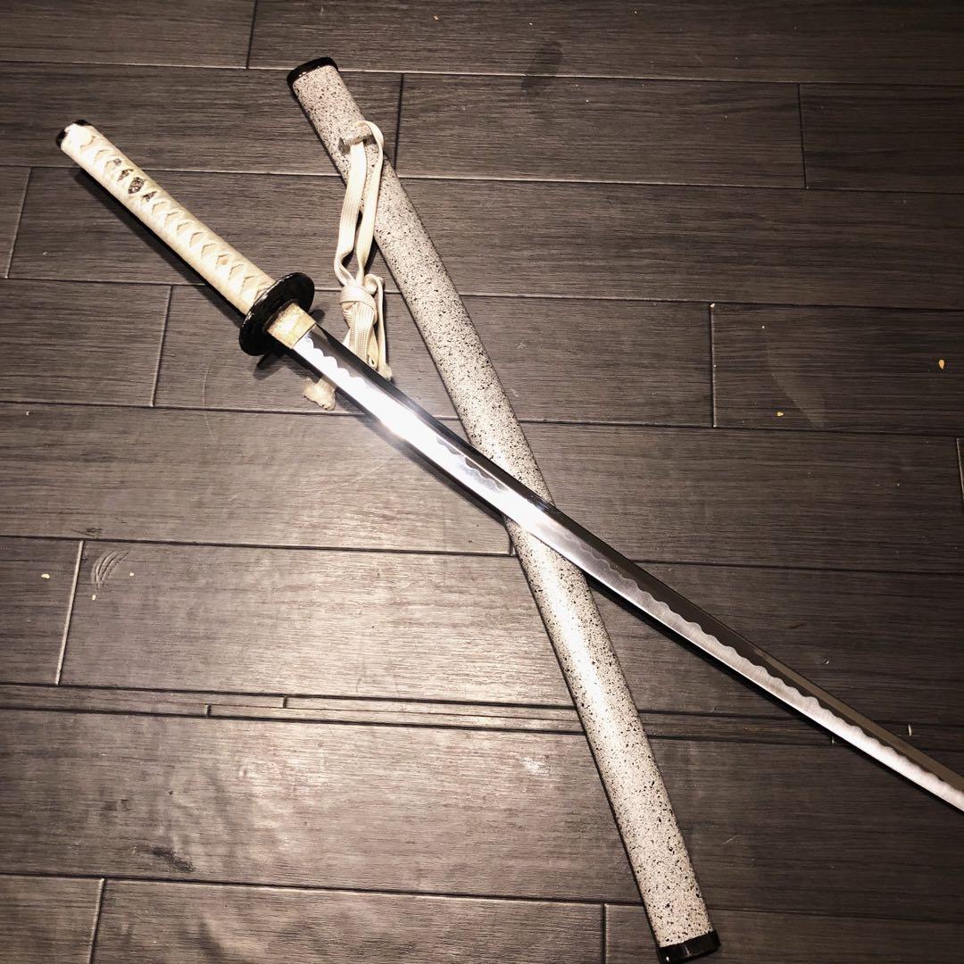 高級模造刀　白拵え　灰鞘　居合刀　太刀　本格模造刀