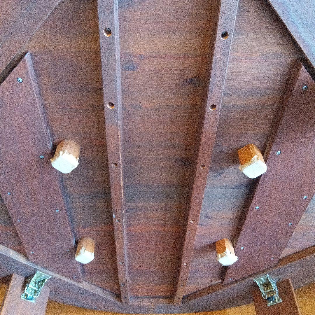 木製円形座卓 ダークブラウン　折りたたみ式