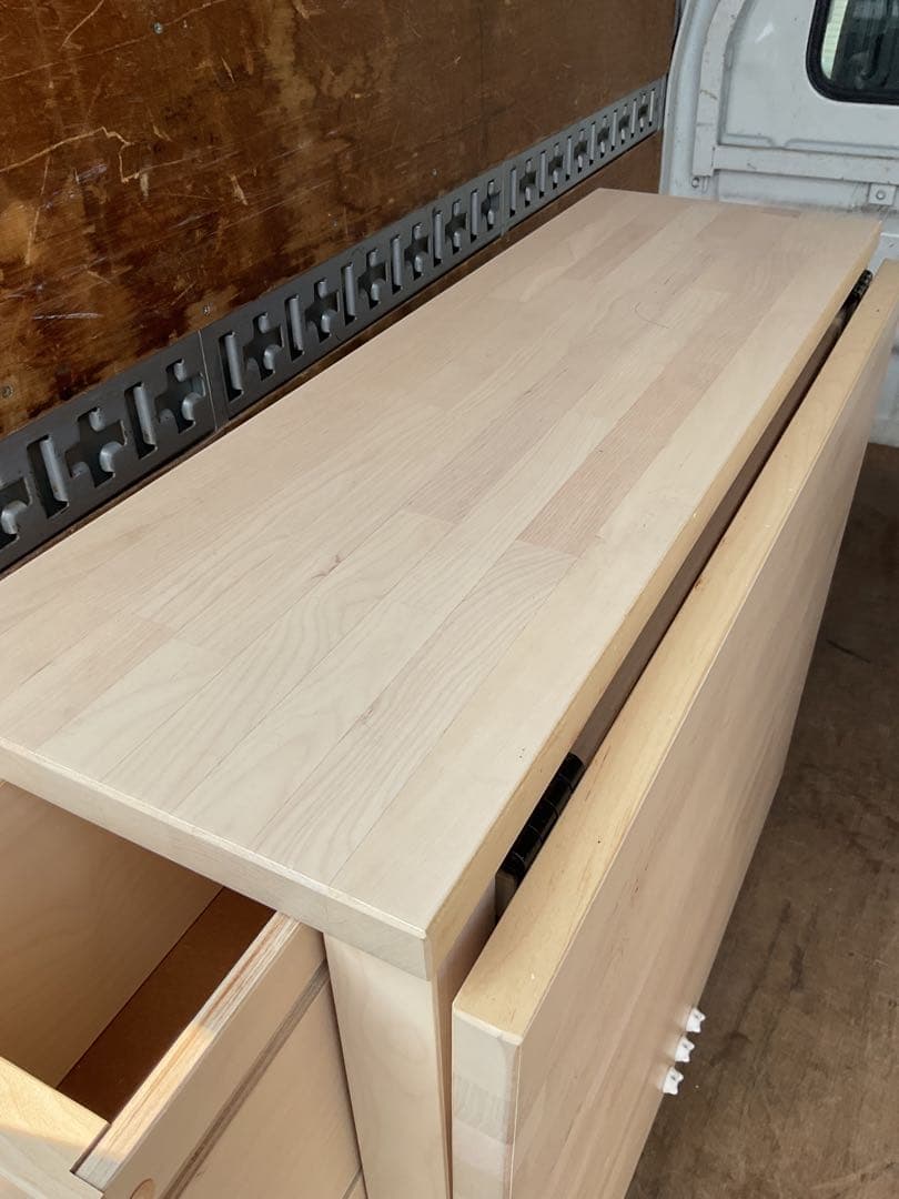 折りたたみ式　木製テーブル 引き出し3つ付き NORDEN ノールデン