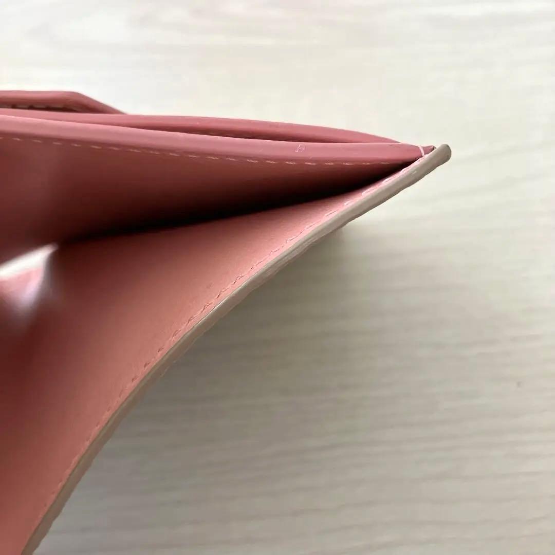 美品　BONAVENTURA 二つ折り財布　グレージュ　ピンク　バイカラー