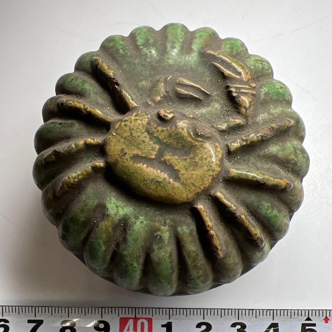 江戸期　源内焼　カニ香合　幅約7㎝　東Y7-0507⭐︎2F