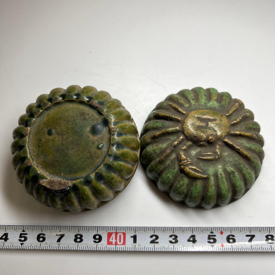 江戸期　源内焼　カニ香合　幅約7㎝　東Y7-0507⭐︎2F