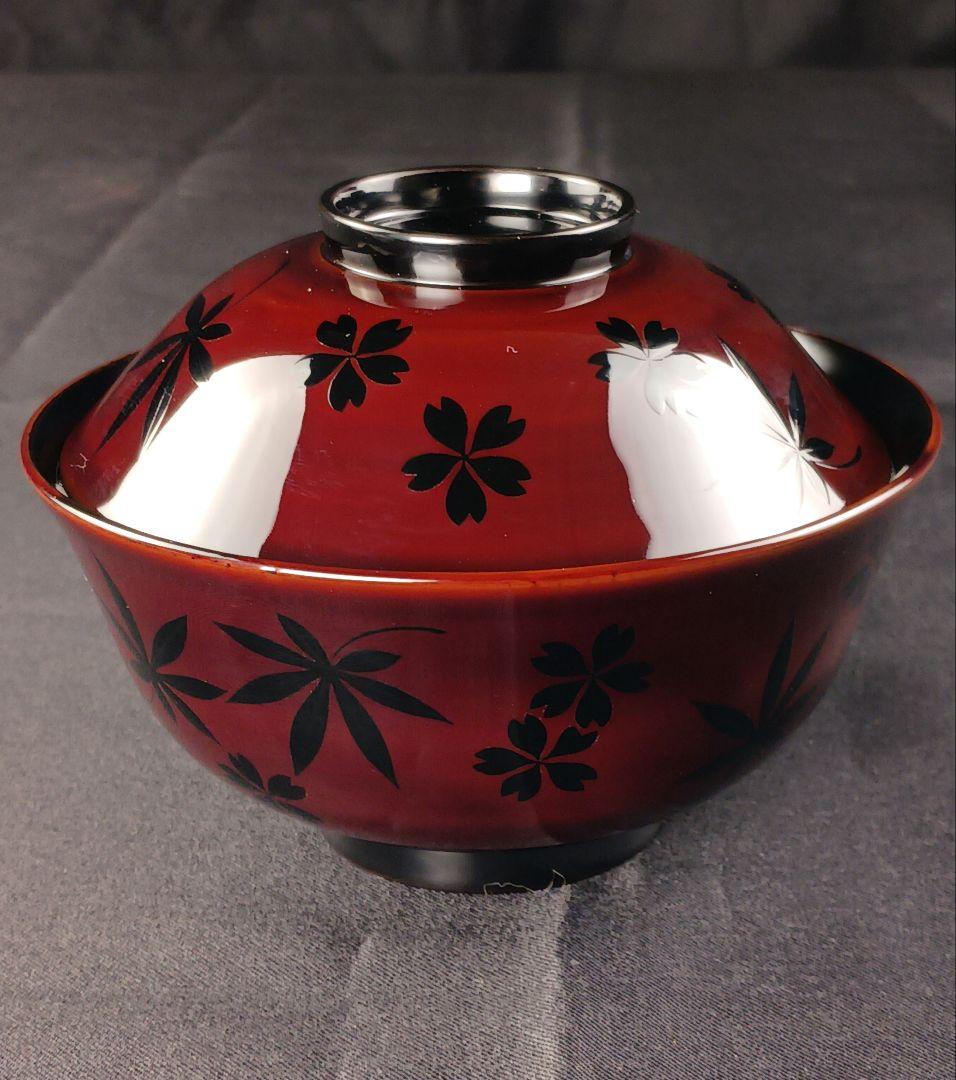 Y3112-2 懐石道具 漆器 金彩 遠山春花蒔絵 椀 7客 共箱