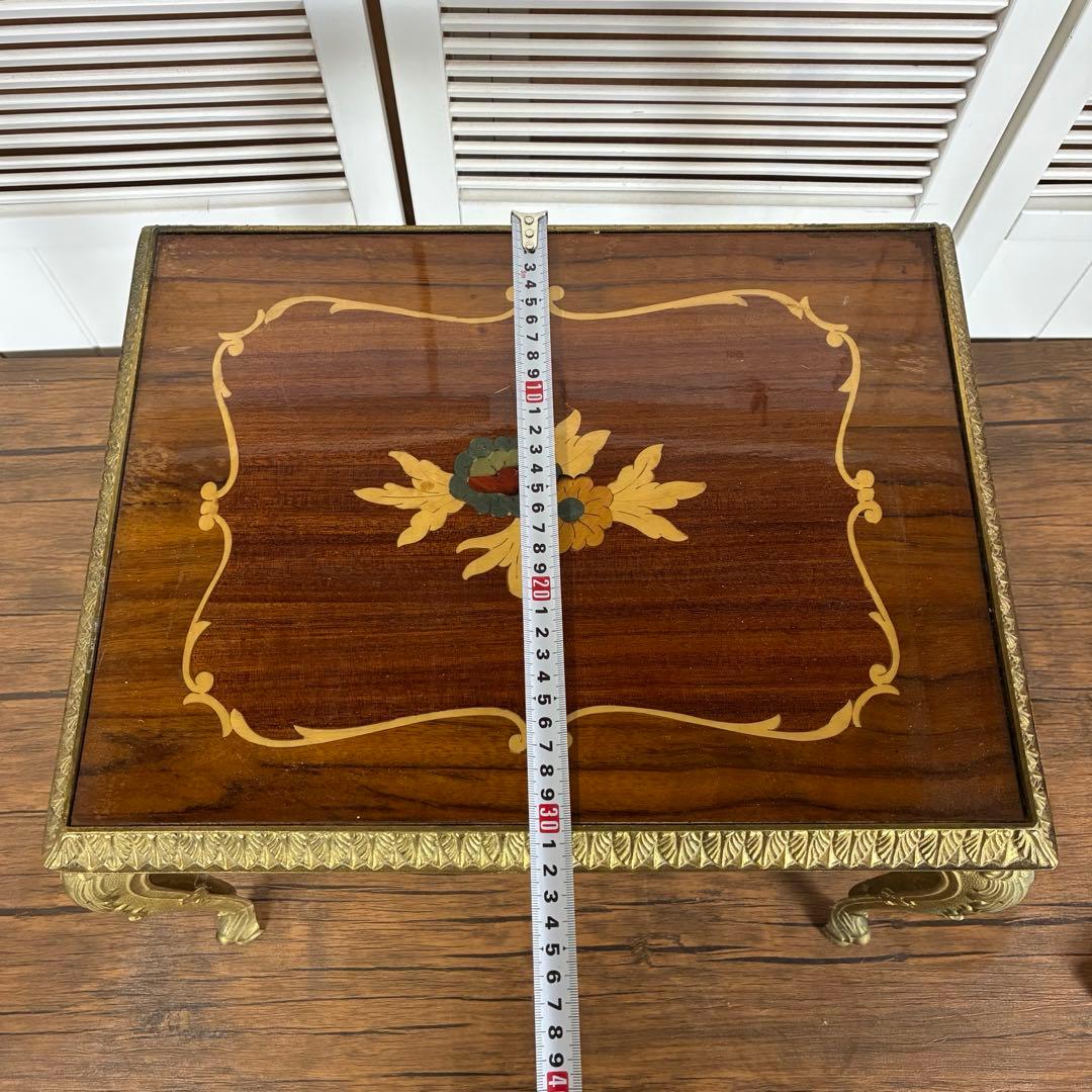 【送料込】アンティーク家具　猫足　ヴィンテージ　サイドテーブル　英国風　象嵌