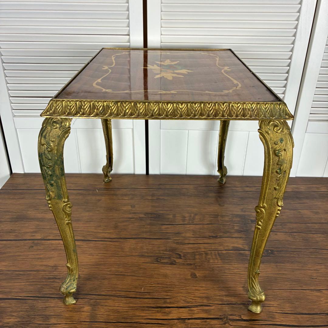 【送料込】アンティーク家具　猫足　ヴィンテージ　サイドテーブル　英国風　象嵌