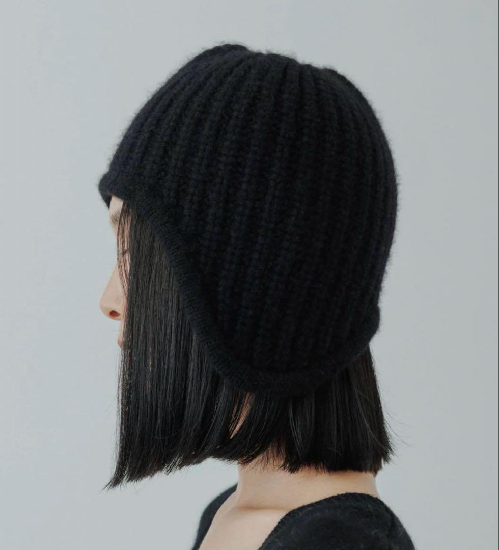 yo biotop ニット帽 リブ編み 黒 ビーニー帽子