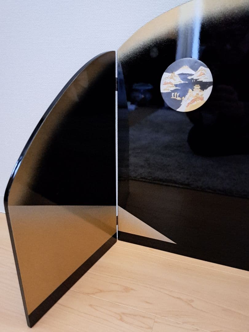 芳春刀彫金屏風 城湾富士 絢爛豪華