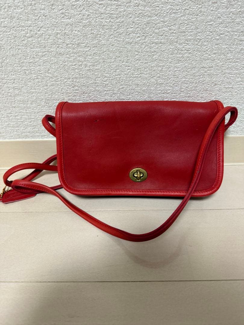 希少 オールドコーチ coach ターンロック ショルダー ミニ 0941 赤
