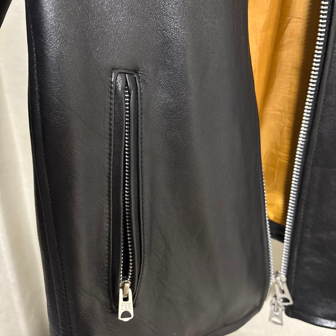 Retro Grande ブラック レザー シングルライダースジャケット L