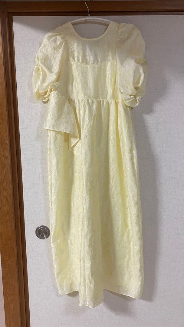 andresed バブルスリーブジャガードドレス