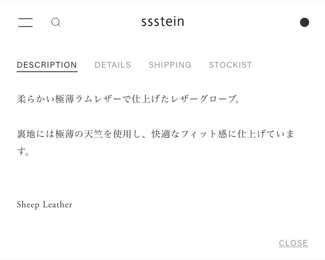 小物 ssstein leather glove